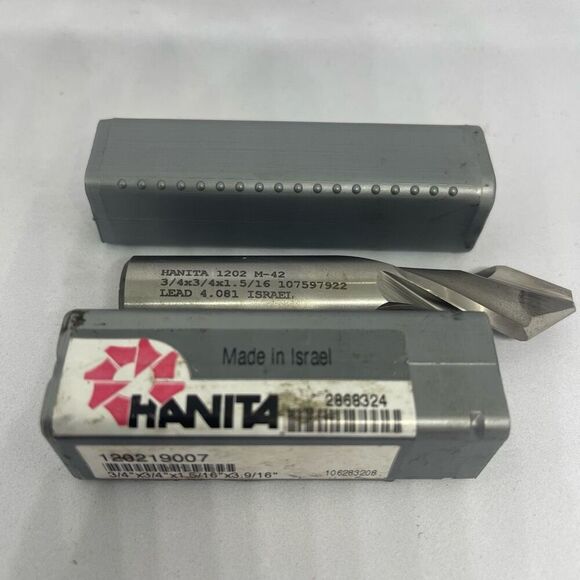 Hanita Chamfer End Mill 3/4” DIA 1 5/16” LOC 2 Flute Cobalt 1202 M-42 3/4 X 3/4 - Picture 6 of 8